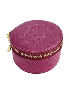 Chanel Pouch Jewelry Case Accessory Round Small Coco
